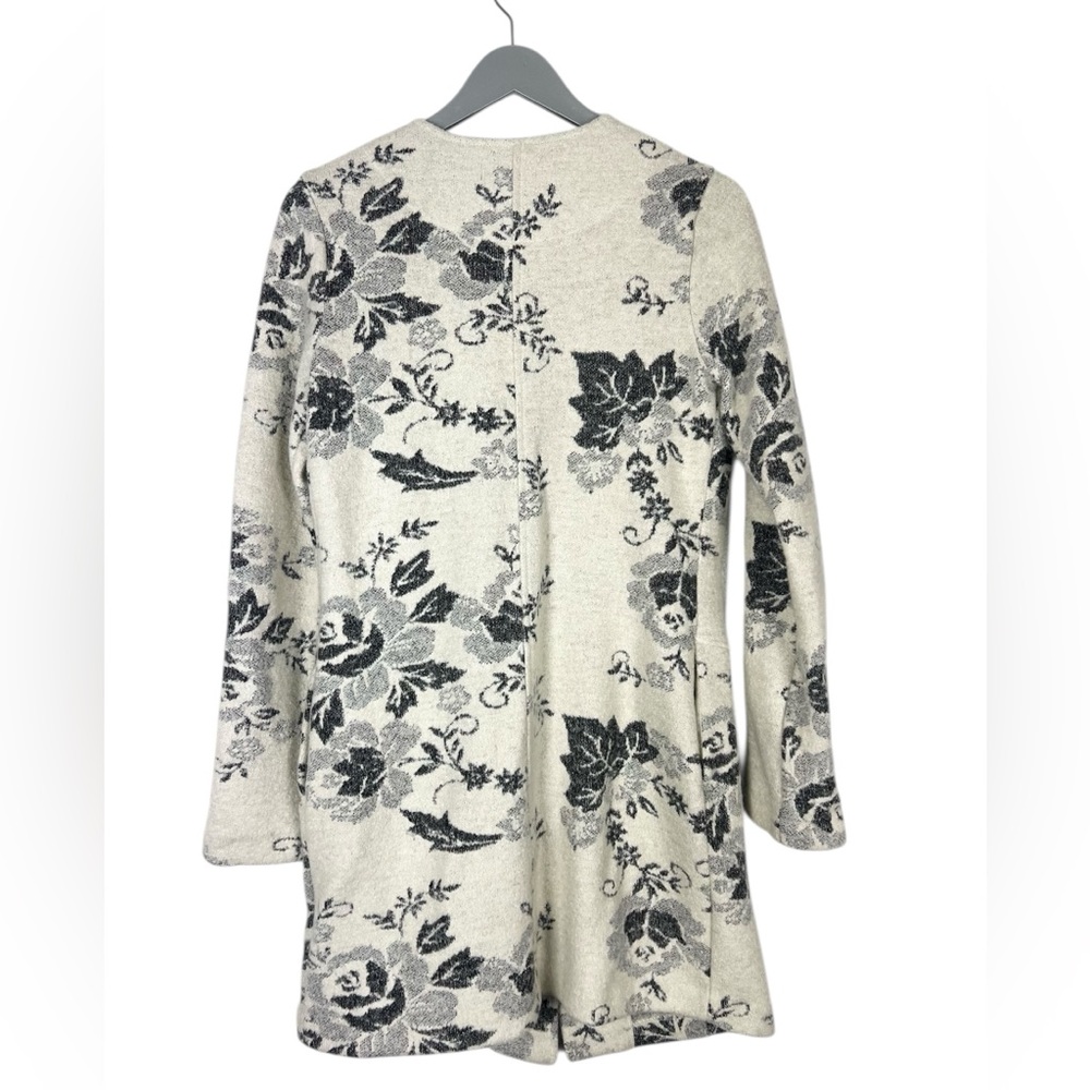 Lucy & Laurel Anthropologie Wool Blend Dress Coat Size Medium black white gray - Picture 2 of 8